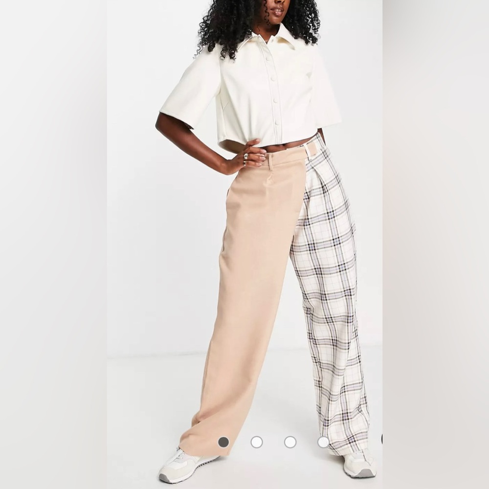 ASOS DESIGN everyday slouch boy pants colorblock and check 2